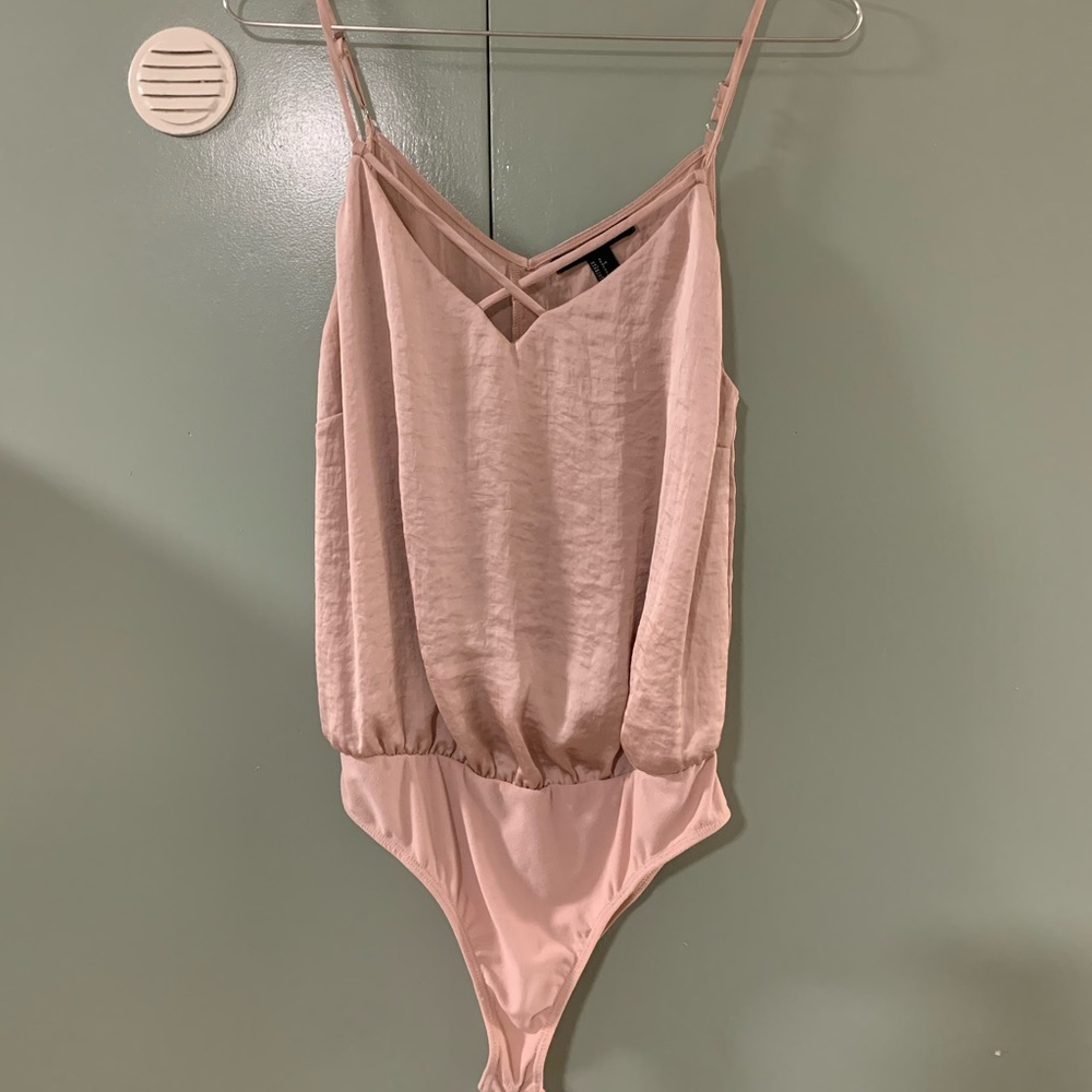 Dusty pink satin bodysuit